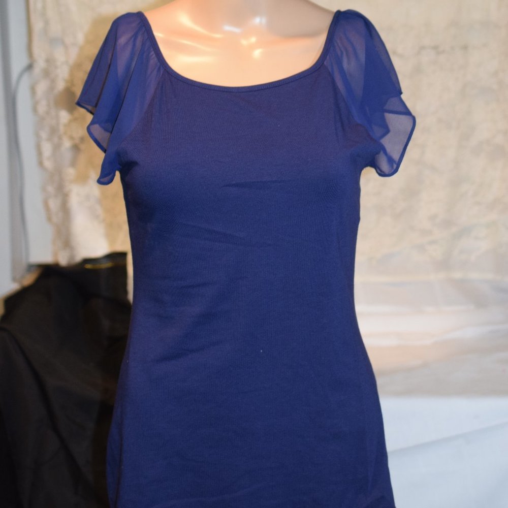 Navy Blue Short Sleeve Express Blouse
